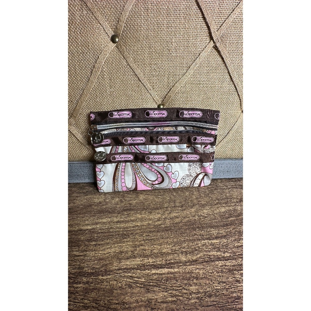 Vintage LeSportsac 3 Zip Cosmetic Pouch